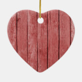 Chic Red Rustic Wood Keramikornament (Hinten)
