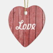 Chic Red Rustic Wood Keramikornament (Links)