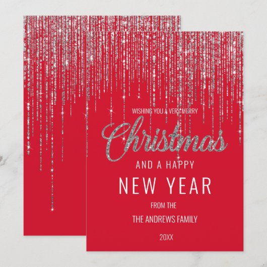 Chic Red Silver Glitzer Fringe Vorhang Weihnachten (Vorne/Hinten)