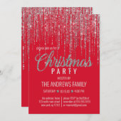Chic Red Silver Glitzer Fringe Vorhang Weihnachten Einladung (Vorne/Hinten)