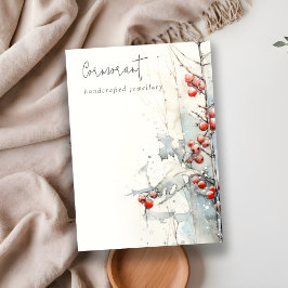 Chic Red Snow Winter Berries Blank Jewelry Holder Visitenkarte