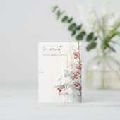 Chic Red Snow Winter Berries Necklace Holder Visitenkarte (Stehend Vorderseite)