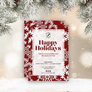 Chic Red Snowflake Happy Holidays Notary Business Feiertagskarte