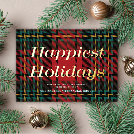 Chic Red Tartan Business Corporate Gold aus Nicht- Folien Feiertagskarte