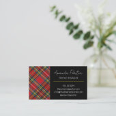 Chic Red Tartan Kariert Business Card Visitenkarte (Stehend Vorderseite)