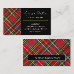 Chic Red Tartan Kariert Business Card Visitenkarte