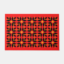 Chic Red Tile Blume Muster große Tor Mat