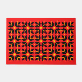 Chic Red Tile Blume Muster große Tor Mat Fußmatte