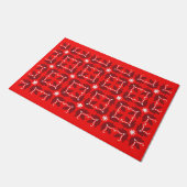 Chic Red Tile Blume Muster große Tor Mat Fußmatte (Schrägansicht)