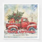 Chic red truck Christmas scene holiday napkins set Serviette (Vorderseite)