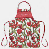 Chic red tulips script name schürze (Vorderseite)