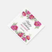 Chic Red Violet Peony Blumengrün Geburtstag Serviette (Ecke)