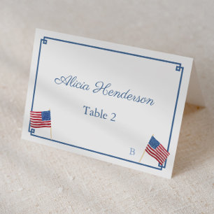 Chic Red White Blue USA Flag Wedding Platzkarte Tischnummer