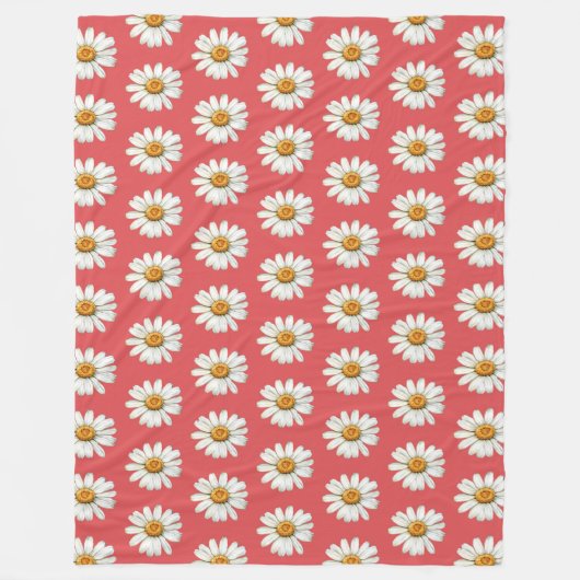 Chic Red White Daisy Flowers Birthday Fleecedecke (Vorderseite)