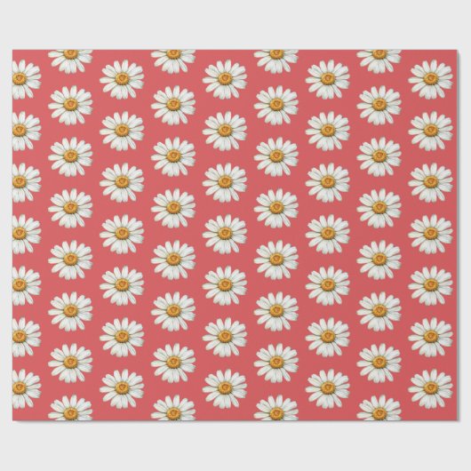 Chic Red White Daisy Flowers Birthday Geschenkpapier (Flach)