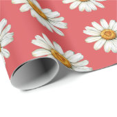Chic Red White Daisy Flowers Birthday Geschenkpapier (Rolleneckpunkt)