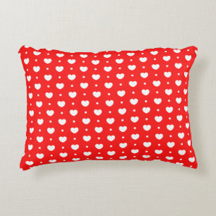 Chic Red White Hearts Muster Akzent Pillow Dekokissen