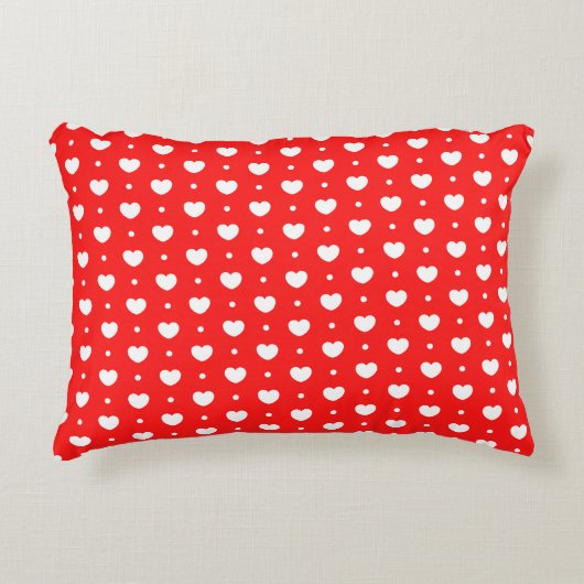 Chic Red White Hearts Muster Akzent Pillow Dekokissen (Vorderseite)