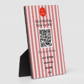 Chic Red & White Stripes QR Code Wifi Fotoplatte (Seite)