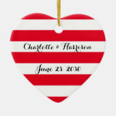 Chic Red White Stripes Skriptnamen Weihnachten Keramik Ornament (Vorne)