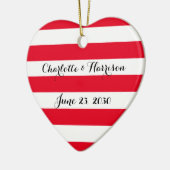 Chic Red White Stripes Skriptnamen Weihnachten Keramik Ornament (Links)