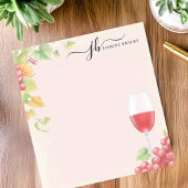Chic Red Wine Glass Trauben Personalisiert Wasserf Notizblock