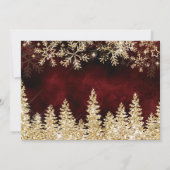 Chic Red Winter Gold Pine Hochzeit Dankeskarte (Rückseite)