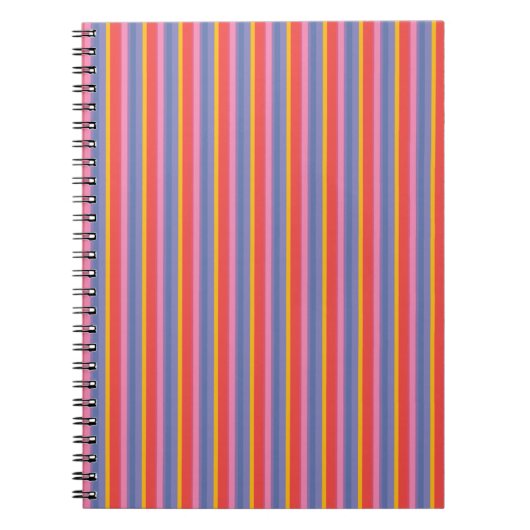 Chic Red Yellow Pink Blue Stripe Spiral Notebook Notizblock (Vorderseite)