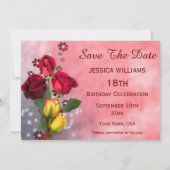 Chic Red & Yellow Roses Birthday Save The Date (Rückseite)