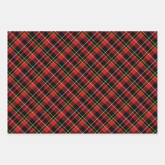 Chic Red Yellow Schwarz-weiß Tartan Art Pattern Geschenkpapier Set (Vorderseite)