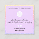 Chic Regenbogen Glitzer elegant modern danke Quadratische Visitenkarte (Rückseite)