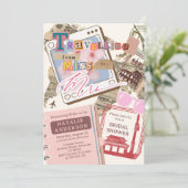 Chic Reisen von Miss zu Mrs. Brautparty Einladung (Stehend Vorderseite)