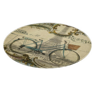 chic Reisender Vintage-Fahrräder Paris Eiffelturm Schneidebrett