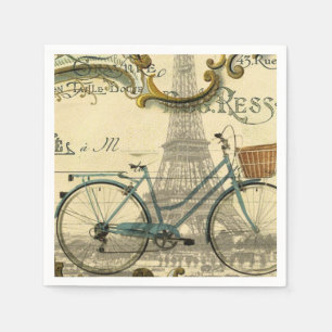 chic Reisender Vintage-Fahrräder Paris Eiffelturm Serviette