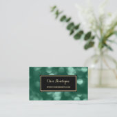 Chic Retail Boutique Glamour Green Luxe Bokeh Visitenkarte (Stehend Vorderseite)