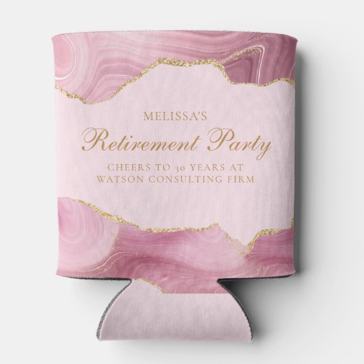 Chic Retirement Party Pink Gold Agate Custom Dosenkühler (Rückseite)