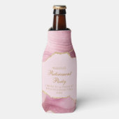 Chic Retirement Party Pink Gold Agate Custom Flaschenkühler (Flaschenvorderseite)