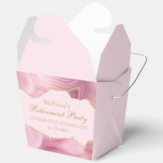 Chic Retirement Party Pink Gold Agate Custom Geschenkschachtel (Offen)