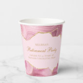 Chic Retirement Party Pink Gold Agate Custom Pappbecher (Rückseite)