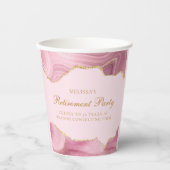Chic Retirement Party Pink Gold Agate Custom Pappbecher (Vorderseite)