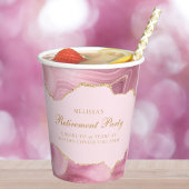 Chic Retirement Party Pink Gold Agate Custom Pappbecher
