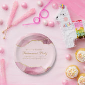 Chic Retirement Party Pink Gold Agate Custom Pappteller (Party)