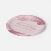 Chic Retirement Party Pink Gold Agate Custom Pappteller (Schrägansicht)