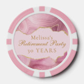 Chic Retirement Party Pink Gold Agate Custom Pokerchips (Vorderseite)