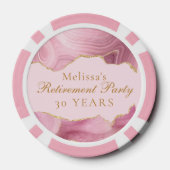 Chic Retirement Party Pink Gold Agate Custom Pokerchips (Rückseite)