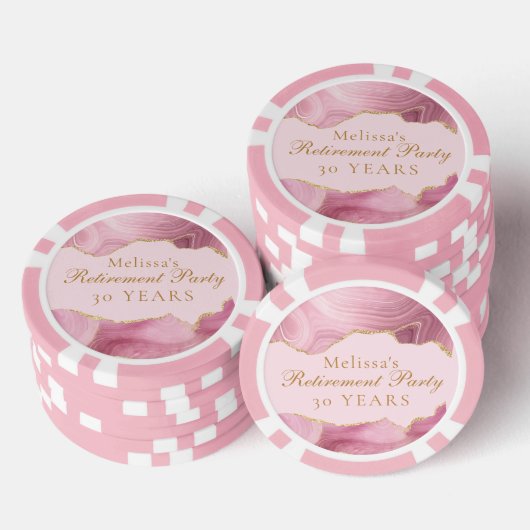 Chic Retirement Party Pink Gold Agate Custom Pokerchips (Stapel)