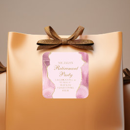 Chic Retirement Party Pink Gold Agate Custom Quadratischer Aufkleber