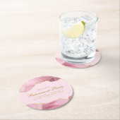 Chic Retirement Party Pink Gold Agate Custom Runder Pappuntersetzer (Vor Ort)