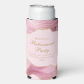 Chic Retirement Party Pink Gold Agate Custom Selters Dosenkühler (Seltzer Vorderseite)