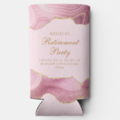 Chic Retirement Party Pink Gold Agate Custom Selters Dosenkühler (Rückseite)